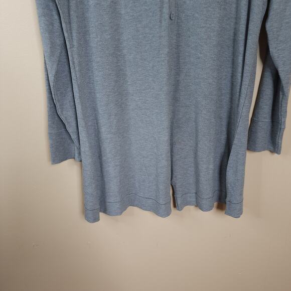 SKIMS LOUNGE LONG SLEEVE HENLEY ROMPER IN HEATHER GREY SIZE 4X - Picture 3 of 9